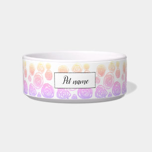 Pattern Chic Rose Simple Pink Floral Blue Bowl