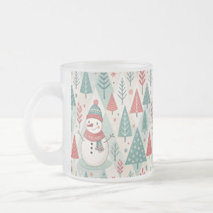 Pattern Christmas Scandinavian Frosted Glass Coffee Mug