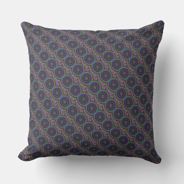 Pattern Circles Throw and Lumbar Pillows, Blue Cushion (Front)