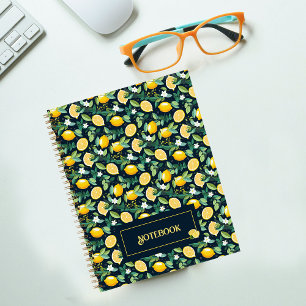 Pattern Citrus Lemon Spiral Notebook