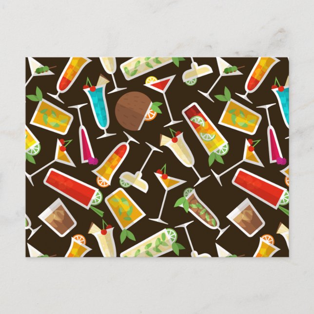 Pattern cocktail and long drink, cocktail bar postcard (Front)