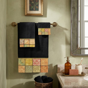 Pattern collage bath towel set
