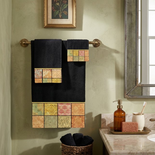 Pattern collage bath towel set (Creator Uploaded)