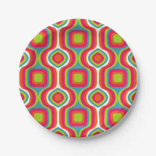 Pattern Colorfull Stylish Geometric Vintage Cute  Paper Plate