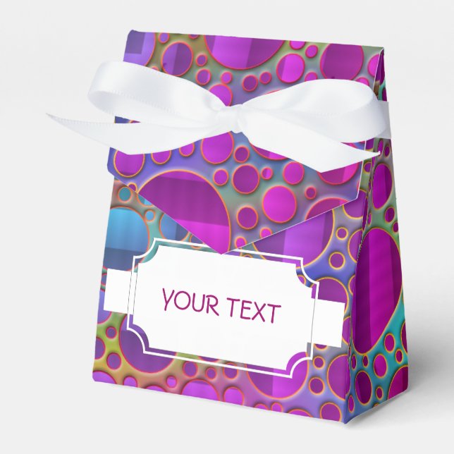 Pattern - coloured dots grid + your text & backgr. favour box (Front Side)