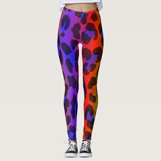 Pattern Colourful Inspiration Retro Tiger  Leggings (Front)