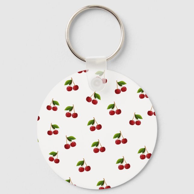 Pattern Coquette Red Cherries Key Ring (Front)
