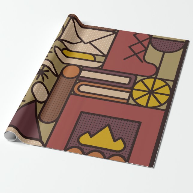 Pattern: cosy evening. Vintage illustrationabstrac Wrapping Paper (Unrolled)