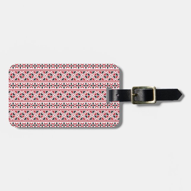 Pattern cross-stitch luggage tag (Front Horizontal)