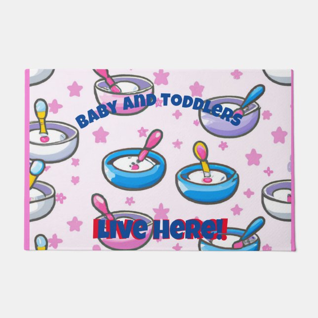 pattern cute baby feeding bowls in cartoon  doormat (Front)
