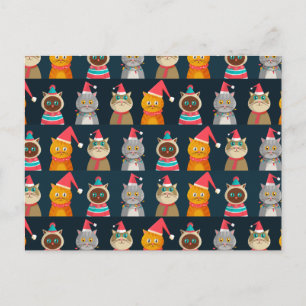 Pattern cute cat Christmas, Meow Christmas Postcard