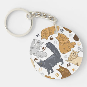Pattern cute cat house cat, Maine Coon Key Ring