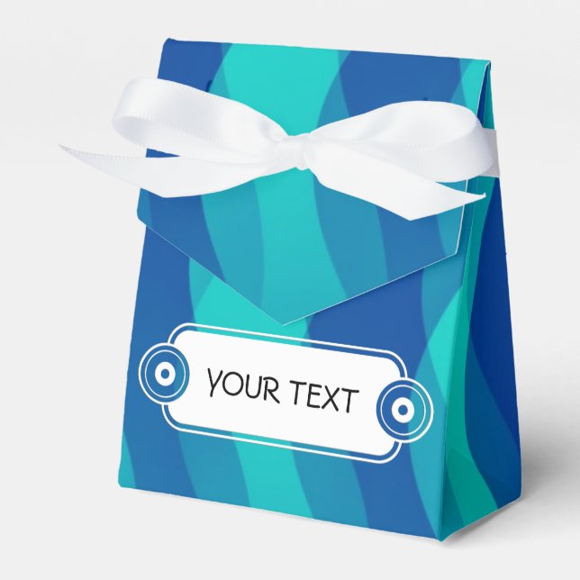 Pattern - cyan blue + your text favour box (Front Side)
