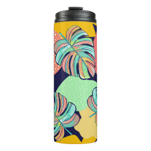 Pattern design of a tropical artwork, with multico thermal tumbler