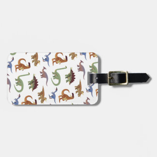 Pattern dino comic dinosaur luggage tag