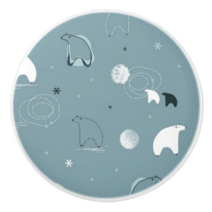 pattern displaying a cute polar ceramic knob