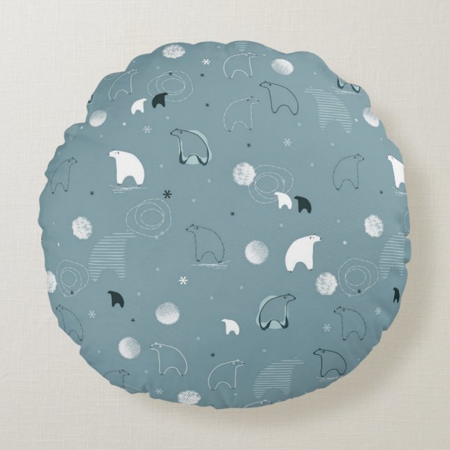 pattern displaying a cute polar round cushion (Front)