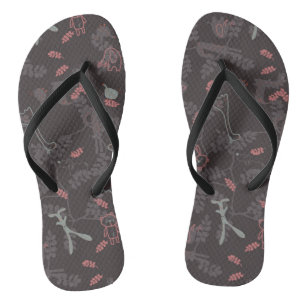 pattern displaying baby animals 1 flip flops