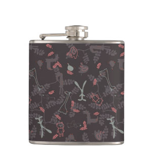 pattern displaying baby animals 1 hip flask