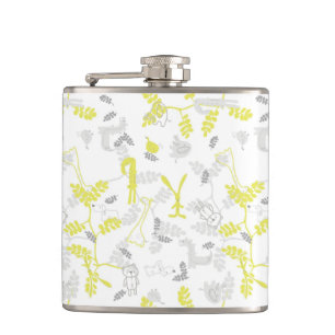 pattern displaying baby animals 2 hip flask