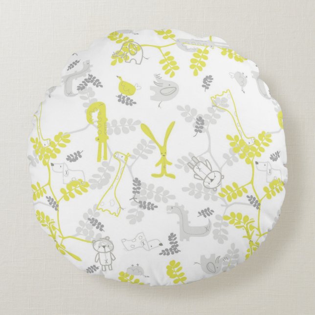 pattern displaying baby animals 2 round cushion (Front)