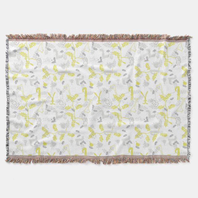 pattern displaying baby animals 2 throw blanket (Front)