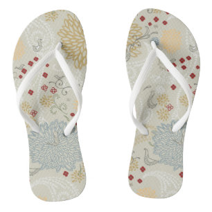 pattern displaying curly garden flip flops