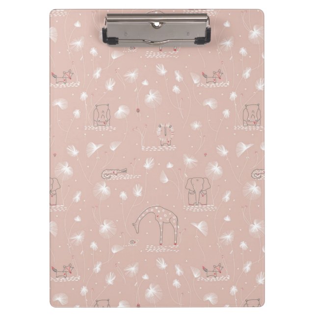 pattern displaying cute baby jungle animals clipboard (Front)