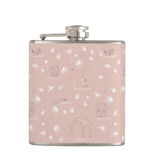 pattern displaying cute baby jungle animals hip flask