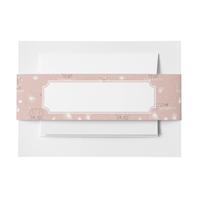 pattern displaying cute baby jungle animals invitation belly band (Front Example)