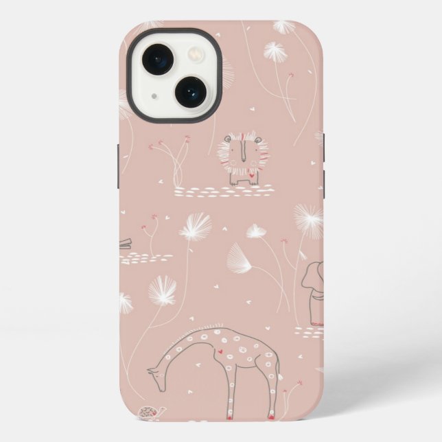pattern displaying cute baby jungle animals iPhone case (Back)
