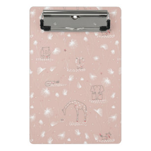 pattern displaying cute baby jungle animals mini clipboard