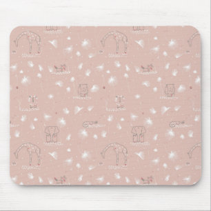pattern displaying cute baby jungle animals mouse mat