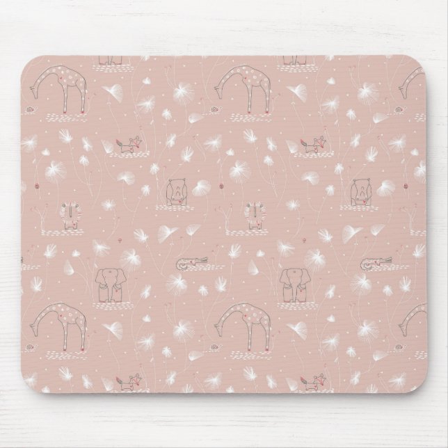 pattern displaying cute baby jungle animals mouse mat (Front)
