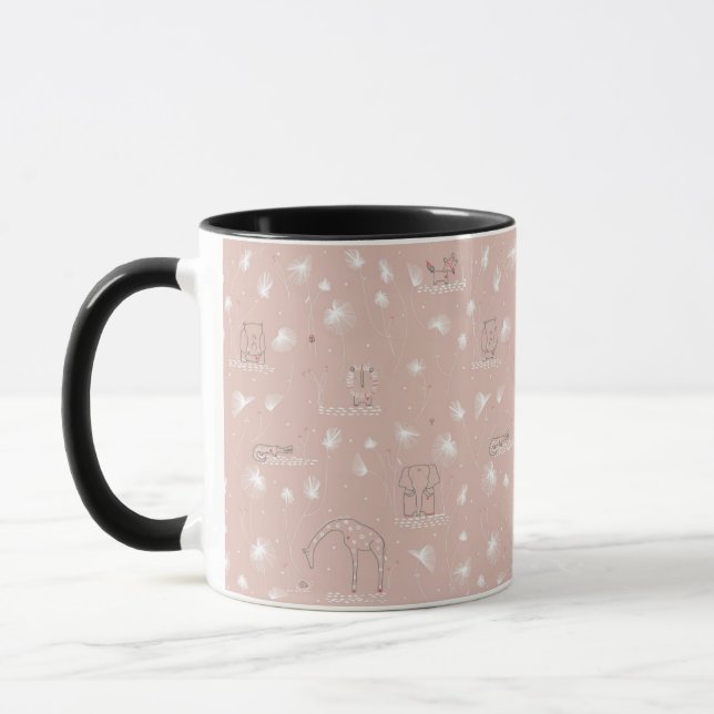 pattern displaying cute baby jungle animals mug (Left)