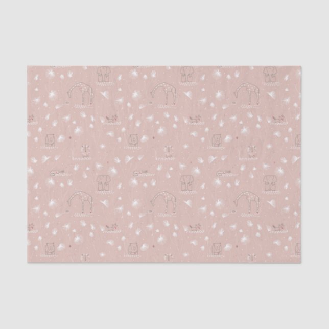 pattern displaying cute baby jungle animals tissue paper (Front)