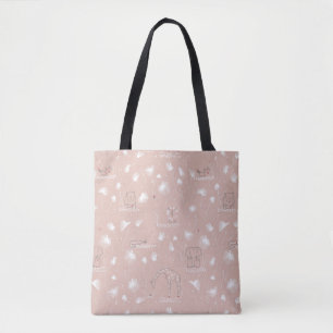pattern displaying cute baby jungle animals tote bag