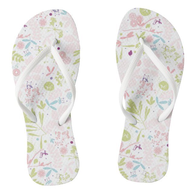 pattern displaying floral flip flops (Footbed)