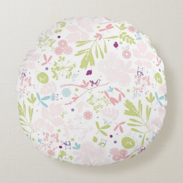pattern displaying floral round cushion (Front)