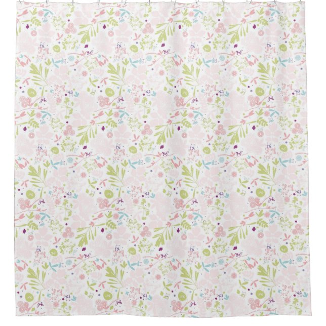 pattern displaying floral shower curtain (Front)