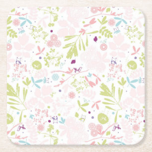 pattern displaying floral square paper coaster