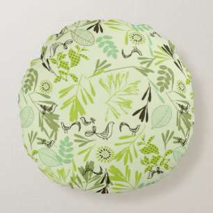 pattern displaying little baby birds round cushion