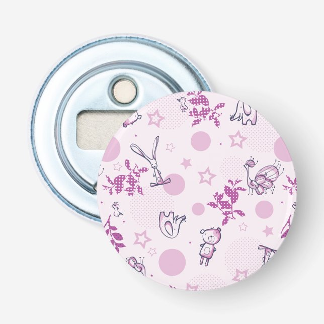 pattern displaying vintage baby animals bottle opener (Front)
