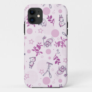 pattern displaying vintage baby animals iPhone 11 case