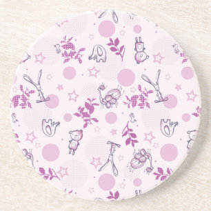 pattern displaying vintage baby animals coaster
