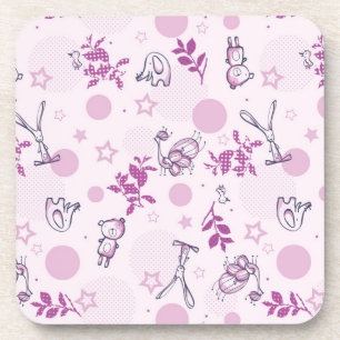 pattern displaying vintage baby animals coaster