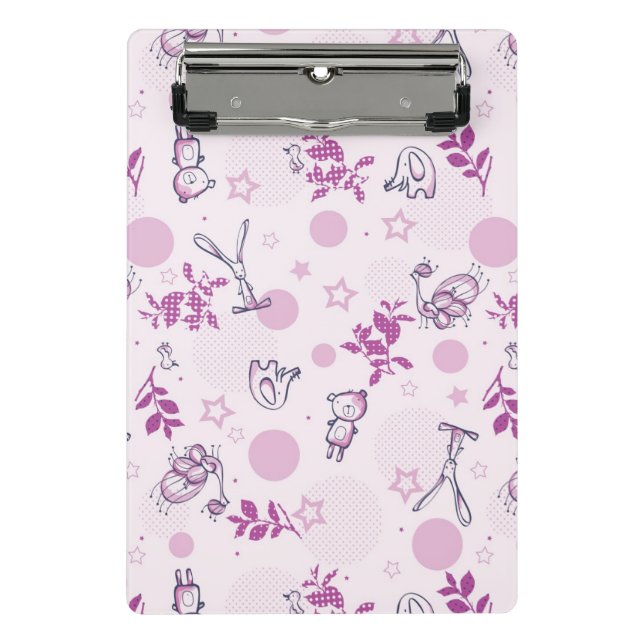 pattern displaying vintage baby animals mini clipboard (Front)