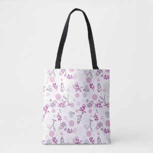 pattern displaying vintage baby animals tote bag