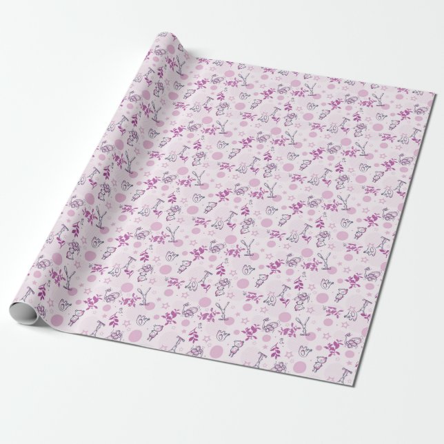 pattern displaying vintage baby animals wrapping paper (Unrolled)