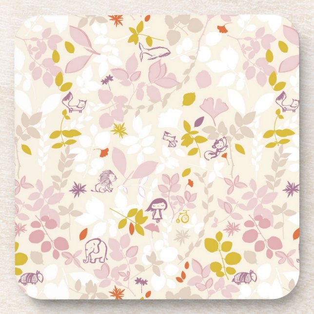 pattern displaying whimsical animals coaster (Front)